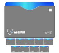 WallTrust 10 x RFID Credit Card Holder/Credit Card Sleeve/Cover/Case/Cover/TUV Certified/Open Top/Grey / 10 x Open Top/Kreditkarte/Card Holder, 10 Open top Protective Cases,
