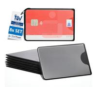 WallTrust® RFID NFC Blocker Card Sleeves Pack of 8 without Holes - Hard Plastic Card Protective Case with Transparent Front for Credit Cards, EC Cards, Bank Cards & ID Cards
