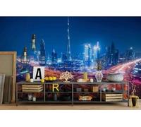 WallustrioaW 3D Custom Seamless Wallpaper,Photo Mural,City Architecture Road Night View Suitable for Living Room Bedroom,Easy to Install,Home Decoration for UK Homeowners-350X245Cm