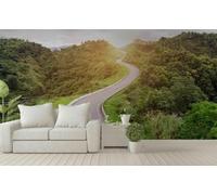 WallustrioaW 3D Custom Seamless Wallpaper,Photo Mural,Forest Road Landscape Suitable for Living Room Bedroom,Easy to Install,Home Decoration for UK Homeowners-312X219Cm
