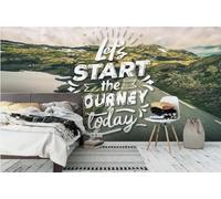WallustrioaW 3D Custom Seamless Wallpaper,Photo Mural,Mudflats Road Text Icons Suitable for Living Room Bedroom,Easy to Install,Home Decoration for UK Homeowners-416X254Cm