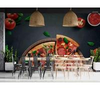 WallustrioaW 3D Custom Seamless Wallpaper,Photo Mural,Restaurant Pizza Food Suitable for Living Room Bedroom,Easy to Install,Home Decoration for UK Homeowners-100X100Cm