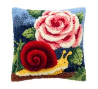 WallustrioaW 3D Pillow Latch Hook Embroidery Kits 17x17in,Animal Snails Needlework Cushion Cover Making Kits Color Preprinted Canvas for Home Decoration Festival/Gift