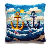 WallustrioaW 3D Pillow Latch Hook Embroidery Kits 17x17in,Beagle Animal Dog Needlework Cushion Cover Making Kits Color Preprinted Canvas for Home Decoration Festival/Gift