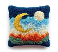 WallustrioaW 43x43cm Latch Hook Embroidery Cushion Kit,Robin 17x17in Latch Hook Cushion Kits for Adults,DIY Needlework Handmade Set Craft Sofa Home Decor