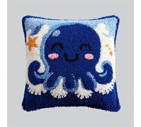 WallustrioaW Animal 3D Pillow Latch Hook Embroidery Kits,Cartoon Cute Octopus,DIY Pillow Cover Materials Package Crocheting Cushion Set for Beginners,17x17inch