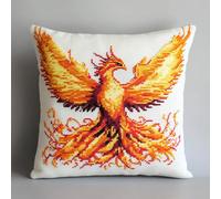 WallustrioaW Animal Bird Cross Stitch Embroidery Cushion Kits,Beautiful Phoenix Stitched Pillow Cover Kit for Adults Beginners 11ct Needlework Set Decoration 18x18in