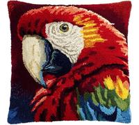WallustrioaW Animal Bird Latch Hook Kit for Adults,Colorful Parrot,DIY Cross Stitch Embroidery Cushion Kit for Kids DIY Craft Pillow Cover Making,17x17inch