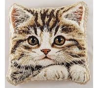 WallustrioaW Animal cat Latch Hook Kits,Latch Hook Cushion,A Cute cat,DIY Latch Hook Pillow Printed Cushion Embroidery Needlework Craft Embroidery Kit,17x17inch