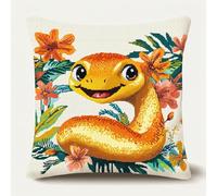 WallustrioaW Animal DIY Embroidery Cross Stitch Cushion Kits,Snakes and Flowers Pillow Cover Kit Handmade Needlework Cushion for Living Room Art Home Decoration 45x45cm