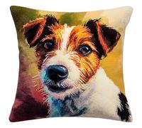 WallustrioaW Animal Dog DIY Embroidery Pillow Case Latch Hook Kits,Jack Russell Terrier,Cross Stitch Kits Needlework Sets Decoration Embroidery Pillow Cushion,17x17inch