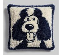 WallustrioaW Animal Dog DIY Latch Hook Pillow Kit,Cartoon Poodle Puppy,Latch Hook for Beginner Gifts for Family Friends Needlework Crafts,17x17inch
