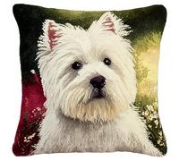 WallustrioaW Animal Dog Latch Hook Cushion Kit DIY 17x17in,West high White Ground Terrier,Latch Hook Pillow Case Kits,Arts and Crafts Crochet Needlework Home Decor,43x43cm
