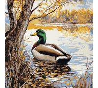 WallustrioaW Animal Embroidery kit Cross Stitch Cushion kit,Wild Ducks in The Pond,Cross Stitch Pillow Tapestry Cross Stitch,Home Decor Gifts,45x45cm