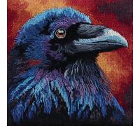 WallustrioaW Animal Latch Hook Cushion Kit,Crow Bird,Sofa Cushion Cover Latch Hook Craft 43x43cm,DIY Embroidery Pillow Cover for Christmas/Gifts,17x17inch