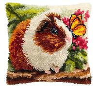 WallustrioaW Animal Latch Hook Embroidery Kits for Adults,Cute Hamster,DIY Hooks Knitted Pillow Cover,Printed Canvas Creativity Crochet Gift,17x17inch