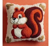 WallustrioaW Animal Latch Hook Kits for Adults,Beginners,Cartoon Cute Squirrel,DIY Pillow Kit Pre-Printed Cross-Stitch Cushion Cover for Home Sofa Decor Gift Idea,17x17inch