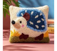 WallustrioaW Animal Latch Hook Pillow Cover Kits,Cartoon Hedgehog,Latch Hook Cushion Kit 17x17Inch,Cross Stitch Embroidery Cushion for Adults and Beginners,43x43cm