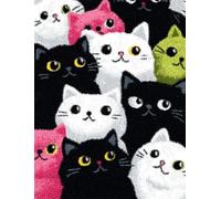 WallustrioaW Beginner Small Size Latch Hook Kits,Cartoon Kitten,Yarn Rug Kits Making,Mat,Craft Kits with Printed Canvas for Starter Kids Adult,55x75cm