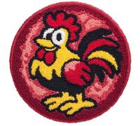 WallustrioaW Beginner Small Size Latch Hook Kits,Cartoon Rooster,Yarn Rug Kits Making,Mat,Craft Kits with Printed Canvas for Starter Kids Adult,50x50cm