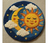 WallustrioaW Beginner Small Size Latch Hook Kits,Starry Sky Universe,Yarn Rug Kits Making,Mat,Craft Kits with Printed Canvas for Starter Kids Adult,50x50cm