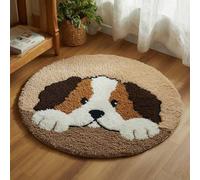 WallustrioaW Crochet Rug Making Kit for Adults,Saint Bernard,DIY Needlework Crafts for Home Decor,Latch Hook Kits Gift for Beginners Kids,50x50cm