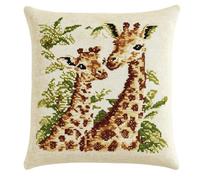 WallustrioaW Cross Stitch Pillow Kit Giraffe Tapestry Cushion Kit 45X45Cm Needlepoint Craft Set Cushion Kit Pre Printed Handmade Cushion Decorative for Adults Beginners