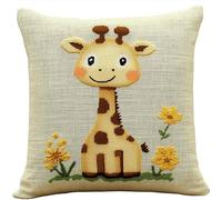 WallustrioaW Cross Stitch Pillow Kit Giraffe Tapestry Cushion Kit 45X45Cm Needlepoint Craft Set Cushion Kit Pre Printed Handmade Cushion Decorative for Adults Beginners