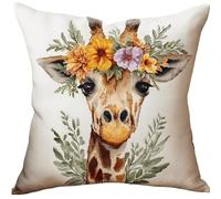WallustrioaW Cross Stitch Pillow Kit Giraffe Tapestry Cushion Kit 45X45Cm Needlepoint Craft Set Cushion Kit Pre Printed Handmade Cushion Decorative for Adults Beginners