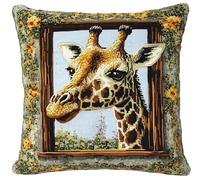 WallustrioaW Cross Stitch Pillow Kit Giraffe Tapestry Cushion Kit 45X45Cm Needlepoint Craft Set Cushion Kit Pre Printed Handmade Cushion Decorative for Adults Beginners