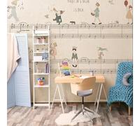 WallustrioaW Custom 3D Cartoon Music Score Non-Woven Wall Mural