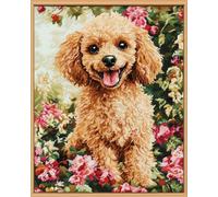 WallustrioaW DIY Cross Stitching Stamped Kits,Poodle Animal Dog,11CT Cross Stitch Fabric Embroidery Crafts Kit for Home Decoration,Christmas,Gift,16x20in