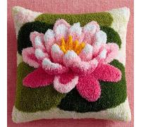 WallustrioaW DIY Latch Hook Cushion Kits 43x43cm,Beautiful Lotus