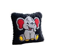 WallustrioaW DIY Latch Hook Kits -Elephant 17X17 Inch with Colorful Printed Canvas,Beginners Cartoon Latch Hook Pillow Kit,Fit for Christmas,Halloween,Home Sofa Decoration