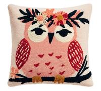 WallustrioaW DIY Latch Hook Kits for Adults,an owl Wearing a Flower Wreath,Pillow Cover Kit Needlework Cushion Cover Hand Craft Crochet for Home Sofa Decorations,17x17in