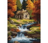 WallustrioaW DIY Latch Hook Kits-Pre Printed Pattern Rug,Cabin in The Woods,Latch Hook Rug Kits for Kids and Adults Beginner Home Decor Gifts,55x75cm