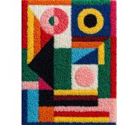 WallustrioaW DIY Latch Hook Kits-Pre Printed Pattern Rug,Colorful Geometry,Latch Hook Rug Kits for Kids and Adults Beginner Home Decor Gifts,60x90cm