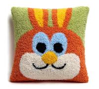 WallustrioaW DIY Latch Hook Pillow Kit,Rabbit Pillowcase Kits Embroidery Kits 17X17 Inch DIY Needlework Pillow Cover Sofa Cushion Rug Making