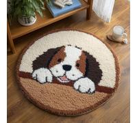WallustrioaW DIY Latch Hook Rug Kits for Beginners Adults,Saint Bernard,Latch Hook Rug Kits Carpet Making Crafts DIY Craft Gifts,50x50cm