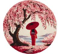 WallustrioaW DIY Latch Hook Rug Kits,Japanese Woman Under The Cherry Blossom Tree,Pre-Printed Canvas DIY Rug Making Kit,Cross Stitch Carpet Crochet Crafts - Home Decor Project,50x50cm