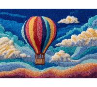 WallustrioaW DIY Latch Hook Rug Kits,Landscape,Balloons Over The sea,Pre-Printed Canvas DIY Rug Making Kit,Cross Stitch Carpet Crochet Crafts - Home Decor Project,90x120cm