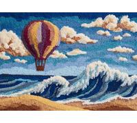 WallustrioaW DIY Latch Hook Rug Kits,Landscape,Balloons Over The sea,Pre-Printed Canvas DIY Rug Making Kit,Cross Stitch Carpet Crochet Crafts - Home Decor Project,55x75cm