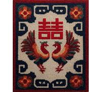 WallustrioaW DIY Tapestry Carpet Rug Making for Adults,Double Happiness Character and Phoenix,Crochet Kit for Beginners,Carpet Making Set with Printed Canvas,Gift,80x115cm
