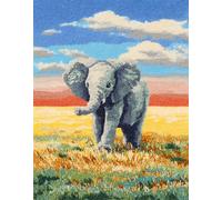 WallustrioaW Jungle landscape Latch Hook Rug Kits,Animal baby elephant,DIY Rug Making Kits for Adults Kids Beginners Carpet Doormat Creative Gift Home Decoration,90x120cm