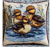 WallustrioaW Landscape DIY Latch Hook Cushion Kits 43x43cm,Wild Ducks in The Pond,Latch Hook Cushion Kits for Adults,DIY Needlework Handmade Set Craft Sofa Home Decor,17x17in