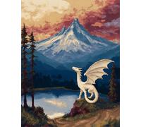 WallustrioaW landscape Latch Hook Rug Kits,White Dragon on the Mountain,DIY Rug Making Kits for Adults Kids Beginners Carpet Doormat Creative Gift Home Decoration,90x120cm