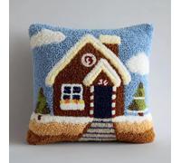 WallustrioaW Latch Hook Case Kits for Adults 43x43cm,Christmas Candy House | DIY Crochet Pillow Kit Pre-Printed Pillowcase,Needlework Cushion Cover for Sofa Decoration,17x17in