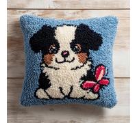 WallustrioaW Latch Hook Case Kits for Adults 43x43cm,Dog and Butterfly