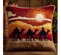 WallustrioaW Latch Hook Cushion Kit 43x43cm,Desert Camels