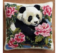 WallustrioaW Latch Hook Cushion Kit 43x43cm,Flowers and Pandas